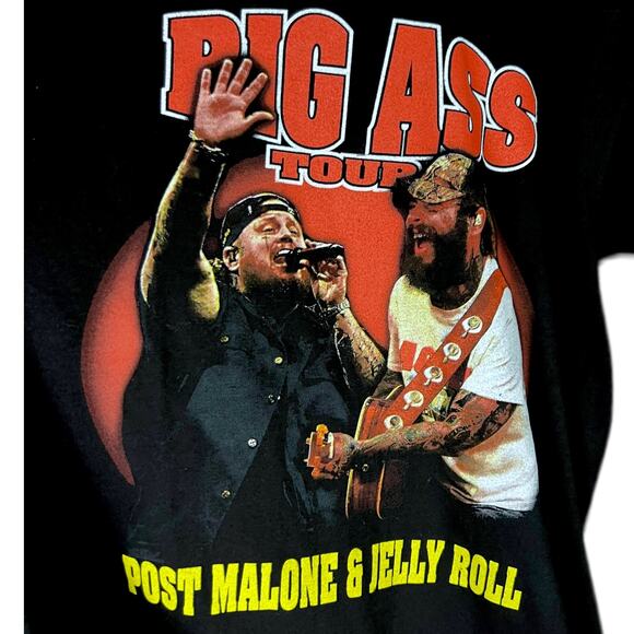 Men's Post Malone & Jelly Roll Big Ass Tour T-Shirt - Black - Size M - Picture 2 of 5